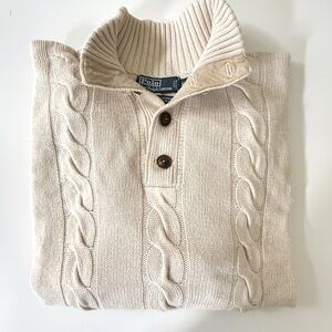 Polo Ralph Lauren Half-Button Pullover Silk/Cashmere Sweater w/Suede Detail XXL